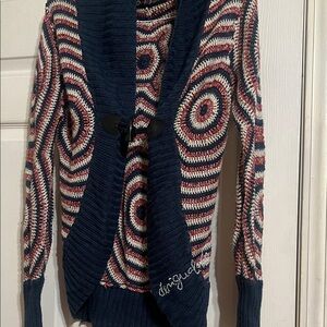 Desigual Navy and Red Spiral Cardigan